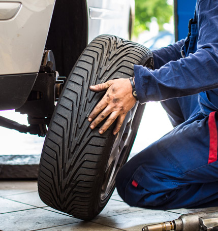 Placing a Tire On The Car